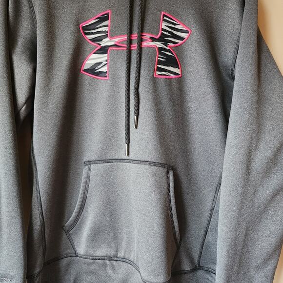 Under Armour Storm Sweatshirt Womens Size Small Hoodie Gray Drawstring - Picture 3 of 8
